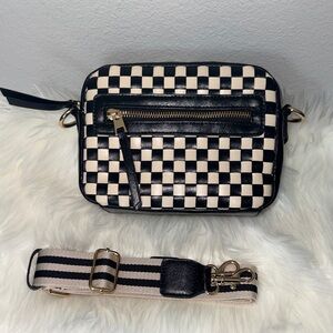 Woven Checkered Crossbody camera bag purse